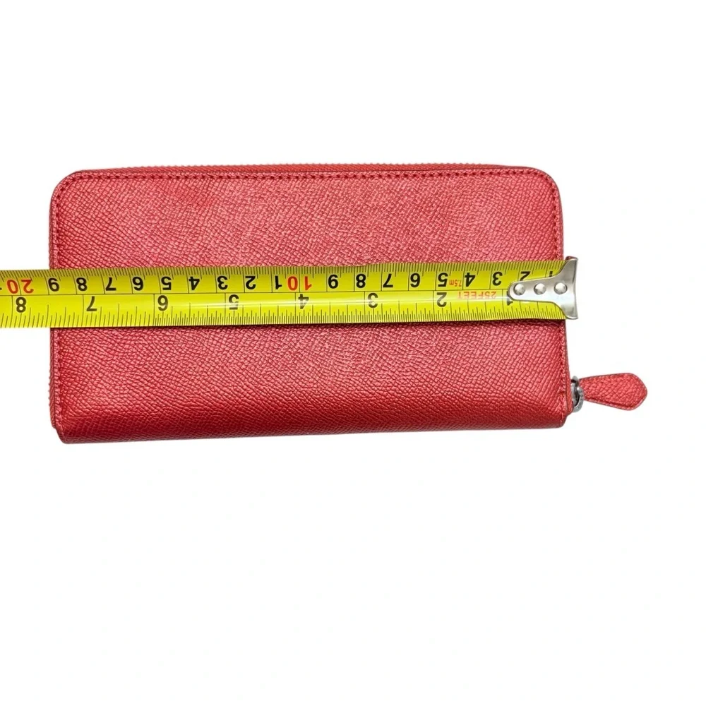 Coach Red metallic leather zipper Wallet